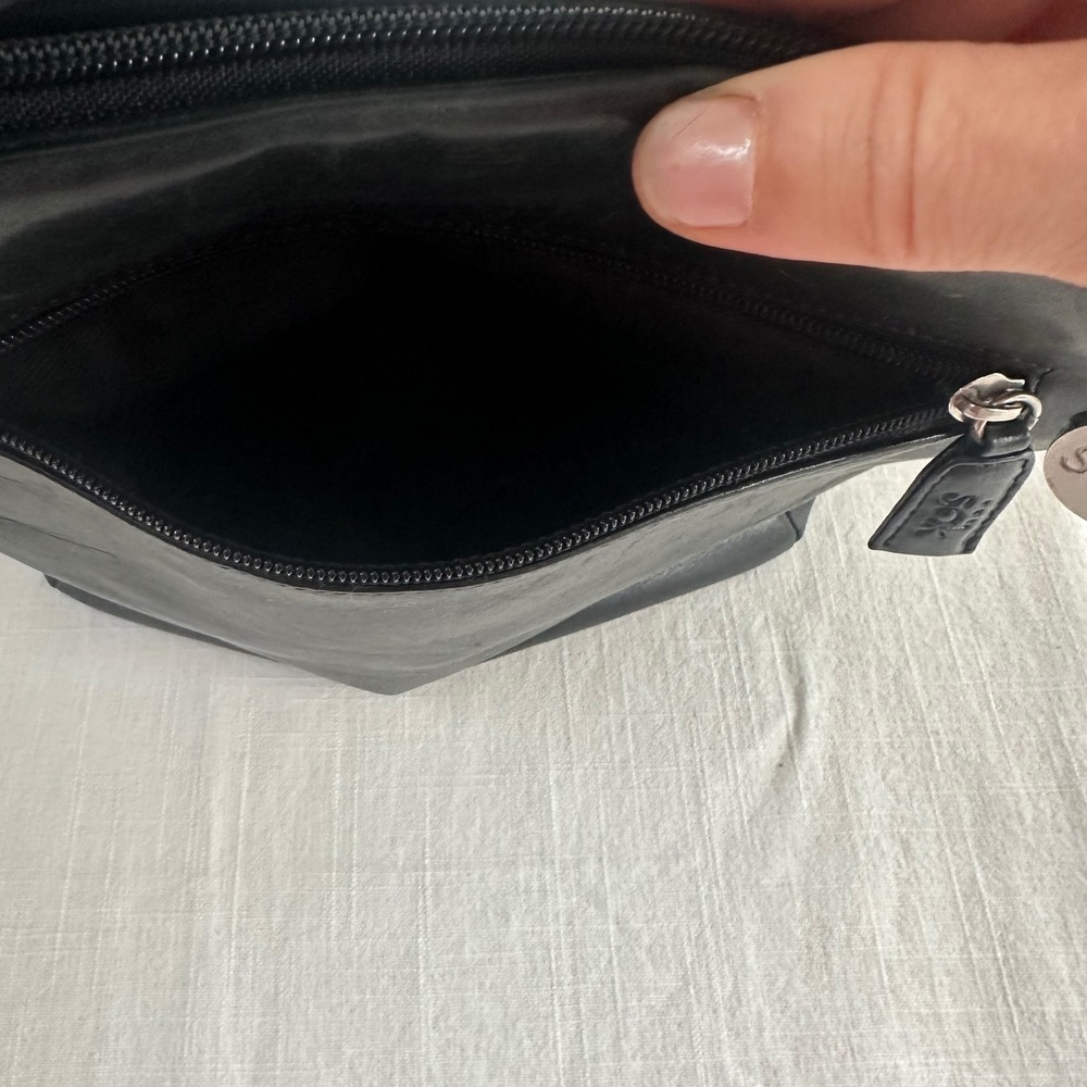 Vintage The Sak Leather Bag Early 1990s  Black  Soft Pebbled Leather Hamdbag 90s - Picture 11 of 15